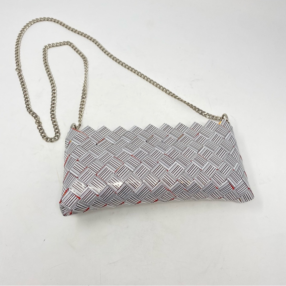 Candy Wrapper Purse with Chain Barcode Red Black White - Picture 4 of 12